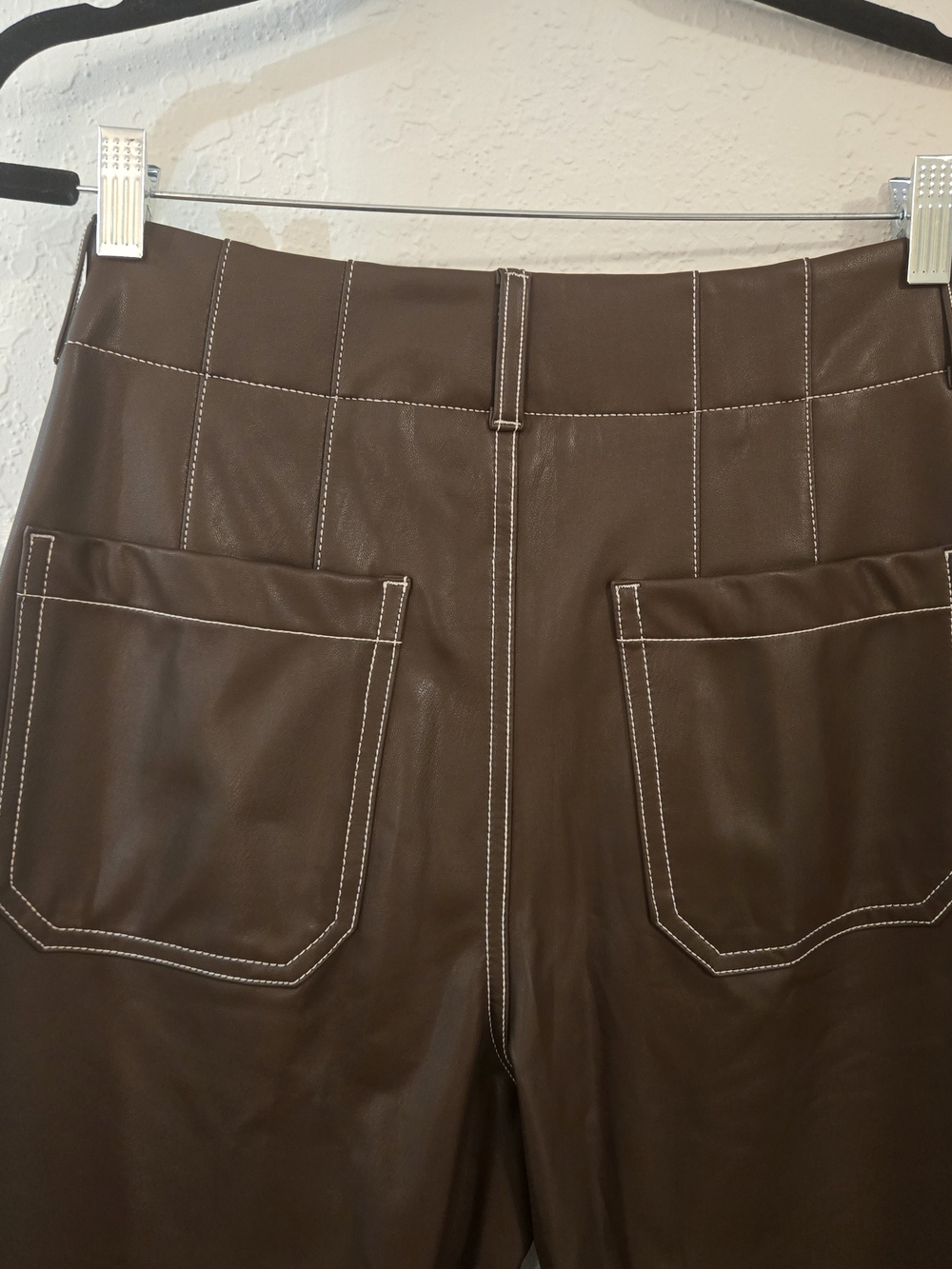 NWT Anthropology Meave Colette High-Rise Wide-Leg Faux Leather Pants - Brown - Picture 6 of 11